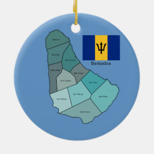 Flagga och karta av Barbados Julgransprydnad Keramik