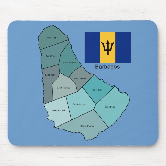 Flagga och karta av Barbados Musmatta (Framsidan)