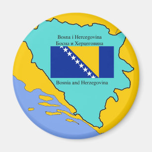 Flagga och karta av Bosnien och Hercegovina Magnet