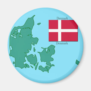 Flagga och karta av Danmark Magnet