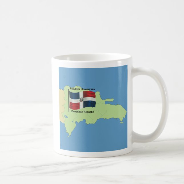 Flagga och karta av Dominikanska republiken Kaffemugg (Höger)