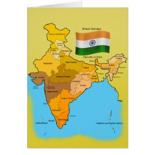 Flagga och karta av Indien Hälsningskort