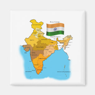 Flagga och karta av Indien Magnet