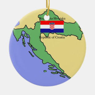 Flagga och karta av Kroatien Julgransprydnad Keramik