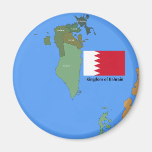 Flagga och karta av kungariket av Bahrain Magnet