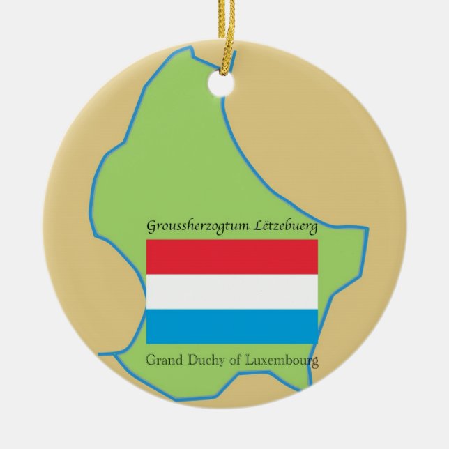 Flagga och karta av Luxembourg Julgransprydnad Keramik (Framsidan)