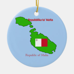Flagga och karta av Malta Julgransprydnad Keramik