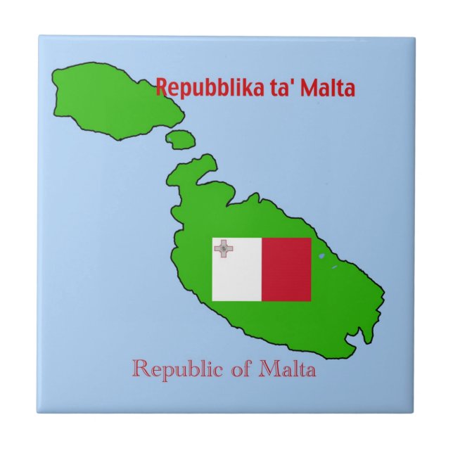 Flagga och karta av Malta Kakelplatta (Framsidan)