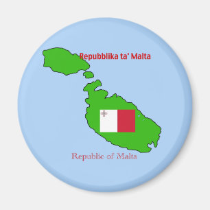Flagga och karta av Malta Magnet