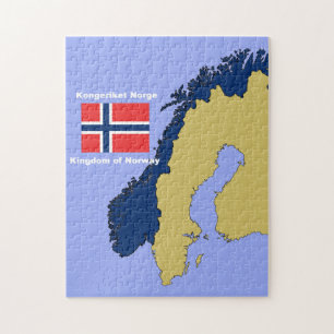 Flagga och karta av norgen pussel