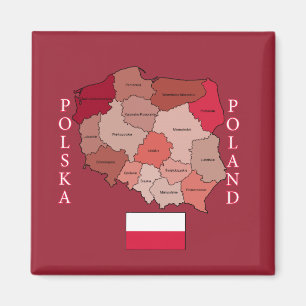 Flagga och karta av Polen Magnet