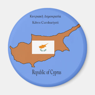 Flagga och karta av Republic of Cyprus Magnet