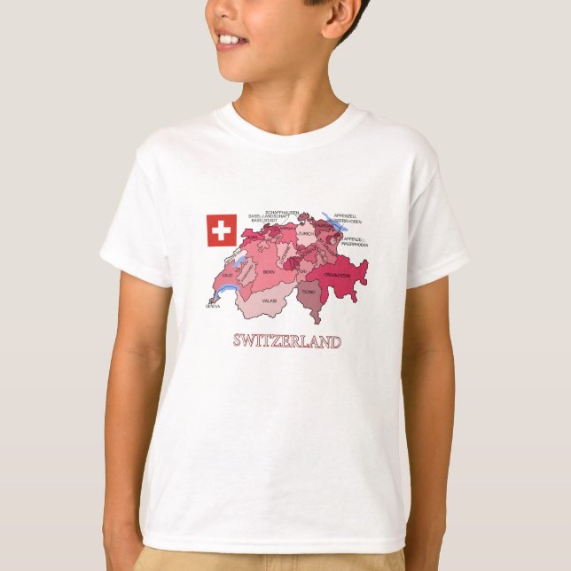 Flagga och karta av Schweitz Tee Shirt (Framsida)