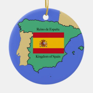 Flagga och karta av Spanien Julgransprydnad Keramik