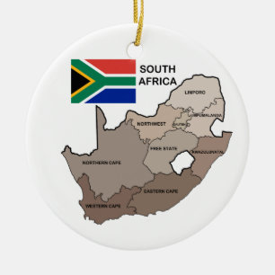 Flagga och karta av Sydafrika Julgransprydnad Keramik