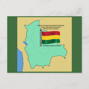 Flagga och Karta Bolivia Vykort