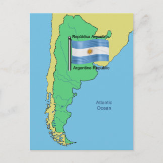 Flagga och Karta i Argentina Vykort