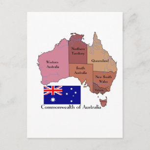 Flagga och Karta i Australien Vykort