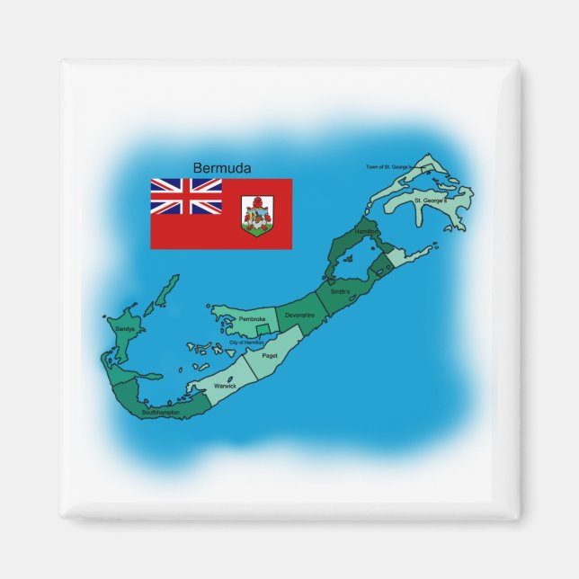 Flagga och Karta i Bermuda Magnet (Framsidan)