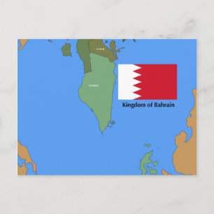 Flagga och Karta i Konungariket Bahrain Vykort