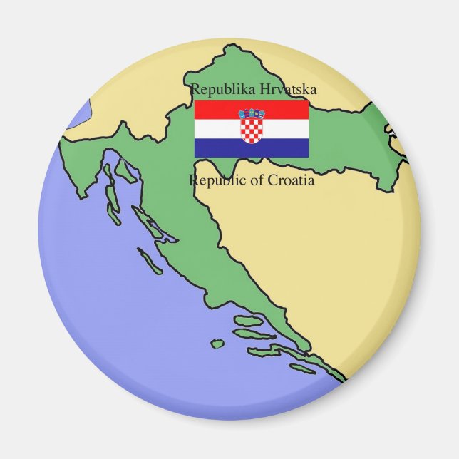 Flagga och Karta i Kroatien Magnet (Framsidan)