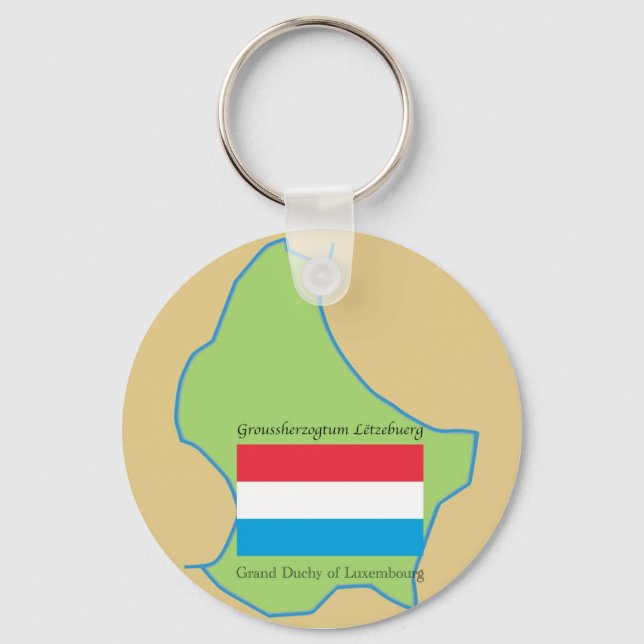 Flagga och Karta i Luxemburg Nyckelring (Framsida)
