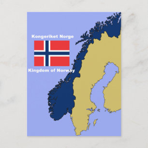 Flagga och Karta i Norgen Vykort