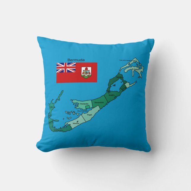 Flagga och karta över Bermuda Kudde (Framsida)
