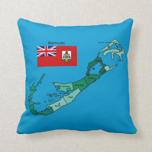 Flagga och karta över Bermuda Kudde