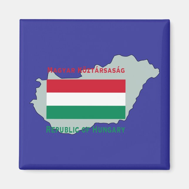 Flagga och Karta Ungern Magnet (Framsidan)
