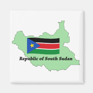 Flagga och kartarepublik av den södra Sudan Magnet