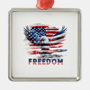 Flagga och örn till United Stater.Freedom. Julgransprydnad Metall