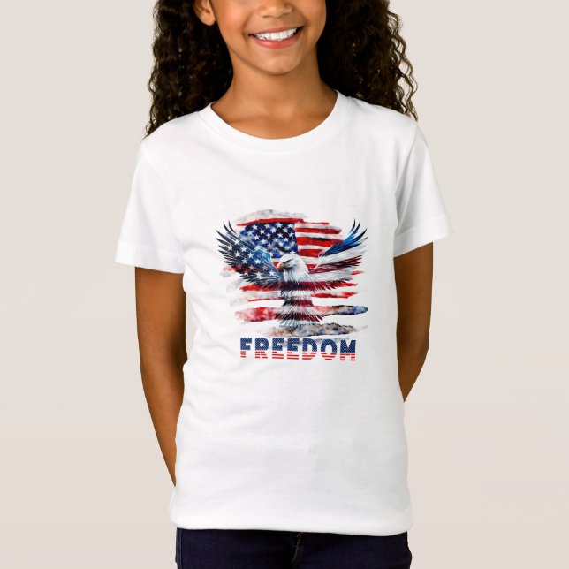 Flagga och örn till United Stater.Freedom. T Shirt (Framsida)