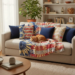 Flagga och solblommor fleecefilt