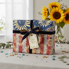 Flagga och solblommor presentpapper