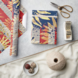 Flagga och solblommor presentpapper