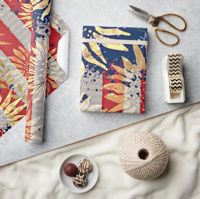 Flagga och solblommor presentpapper (Hantverk)