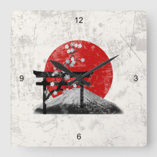 Flagga och symboler av Japan ID153 Fyrkantig Klocka