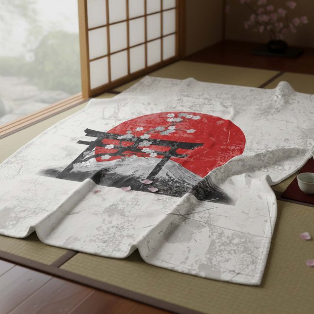 Flagga och symboler för Japan ID153 Fleecefilt (Skapare uppladdad)