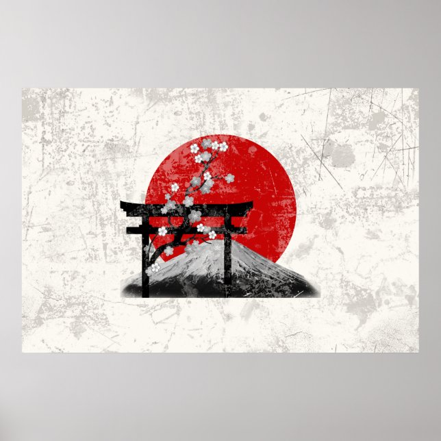 Flagga och symboler för Japan ID153 Poster (Framsidan)