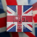 Flagga och symboler för Underbara UK ID154 Kakelplatta<br><div class="desc">Den här patriotiska utformningen har flagga av Underbara Storbritannien som täcker bilder av Big Ben,  London Bridge,  och en dubbla-decker-vagn buss...  allt med en modern,  katastrofal effekt.</div>