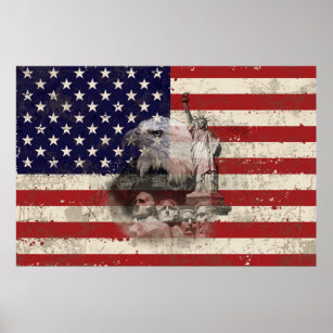 Flagga och symboler för United Stater ID155 Poster