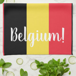 Flagga och text i Belgien Kökshandduk