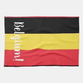 Flagga och text i Belgien Kökshandduk