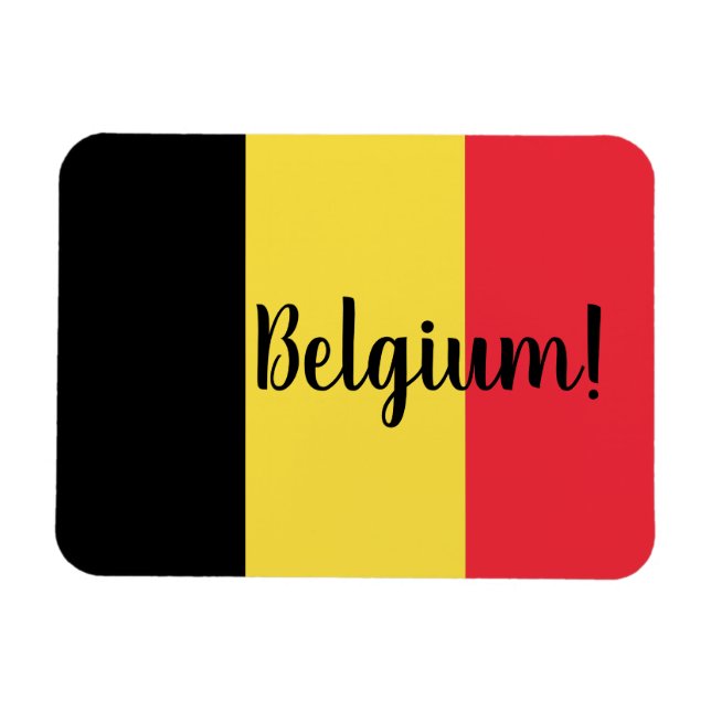 Flagga och text i Belgien Magnet (Horisontell)