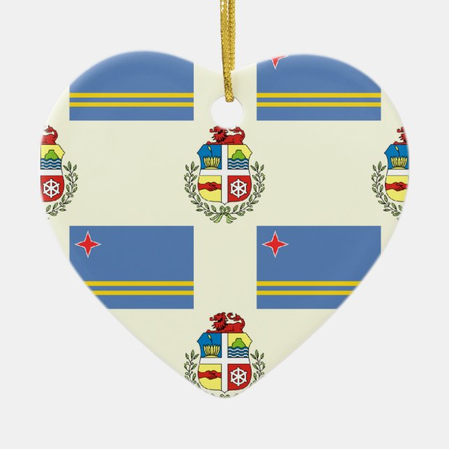 Flagga och vapensköld av Aruba Julgransprydnad Keramik (Framsidan)
