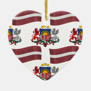 Flagga och vapensköld av Lettland Julgransprydnad Keramik