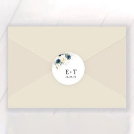 Flagga och Vit ros Bröllop Runt Klistermärke