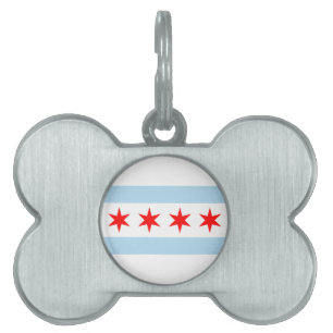 Flagga of Chicago Hund Bone Märkre ID-bricka Husdjur