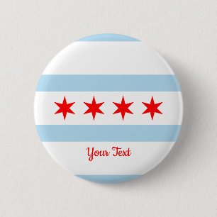 Flagga of Chicago, Illinois Button Knapp